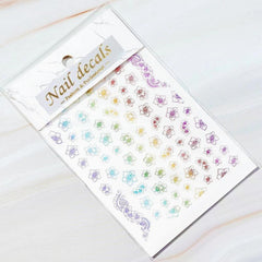 Colorful Laser Flower Nail Art Sticker for Women