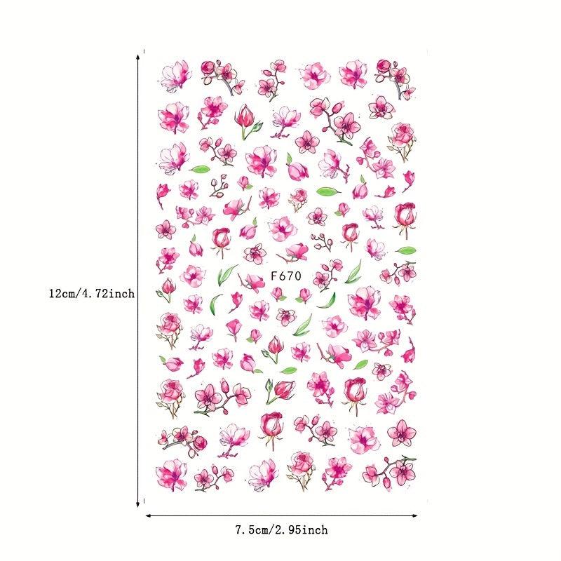 Spring Flower Nail Art Stickers Decals 3D Self Adhesive Nail Accessories