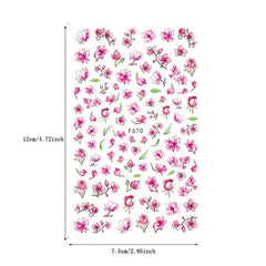 Spring Flower Nail Art Stickers Decals 3D Self Adhesive Nail Accessories