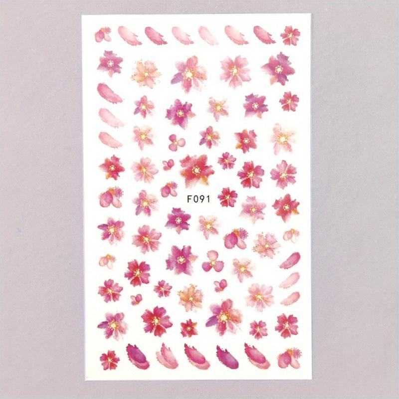 Spring Flower Nail Art Stickers Decals 3D Self Adhesive Nail Accessories