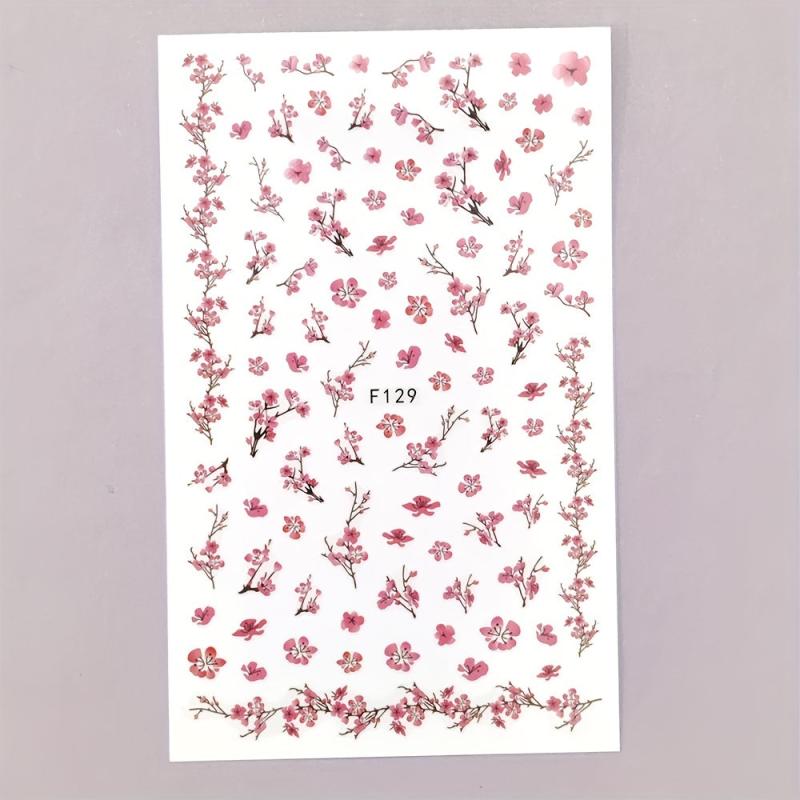 Spring Flower Nail Art Stickers Decals 3D Self Adhesive Nail Accessories