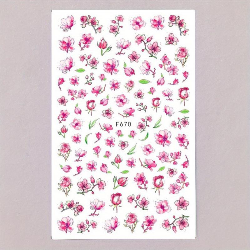 Spring Flower Nail Art Stickers Decals 3D Self Adhesive Nail Accessories
