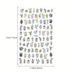 Cactus Leaves Nail Art Stickers Decals Self Adhesive Summer Nail Supplies