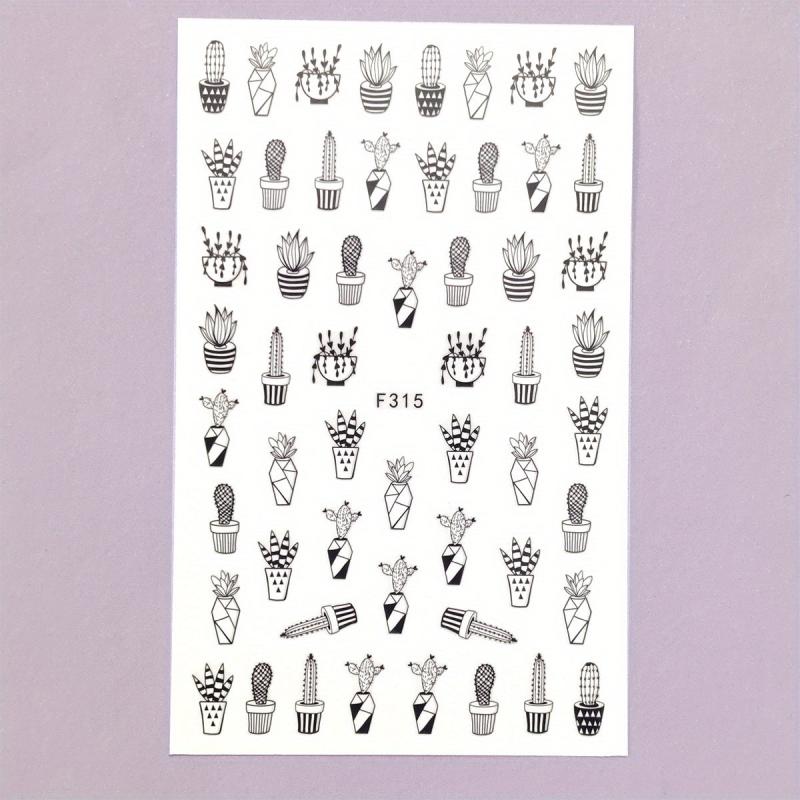Cactus Leaves Nail Art Stickers Decals Self Adhesive Summer Nail Supplies