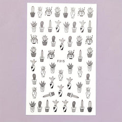 Cactus Leaves Nail Art Stickers Decals Self Adhesive Summer Nail Supplies