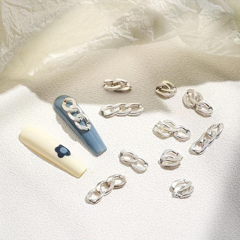 50 pcs 3D Punk Metal Chain Nail Art Charms DIY Manicure Alloy Accessory