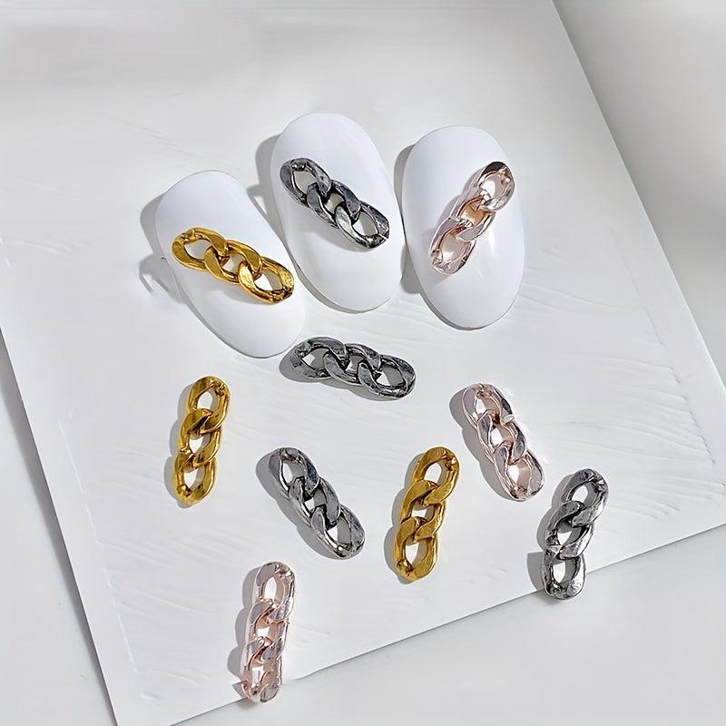 50 pcs 3D Punk Metal Chain Nail Art Charms DIY Manicure Alloy Accessory