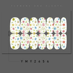 Flower Blossom Nail Polish Strips Self Adhesive Gel Nail Decals For Women