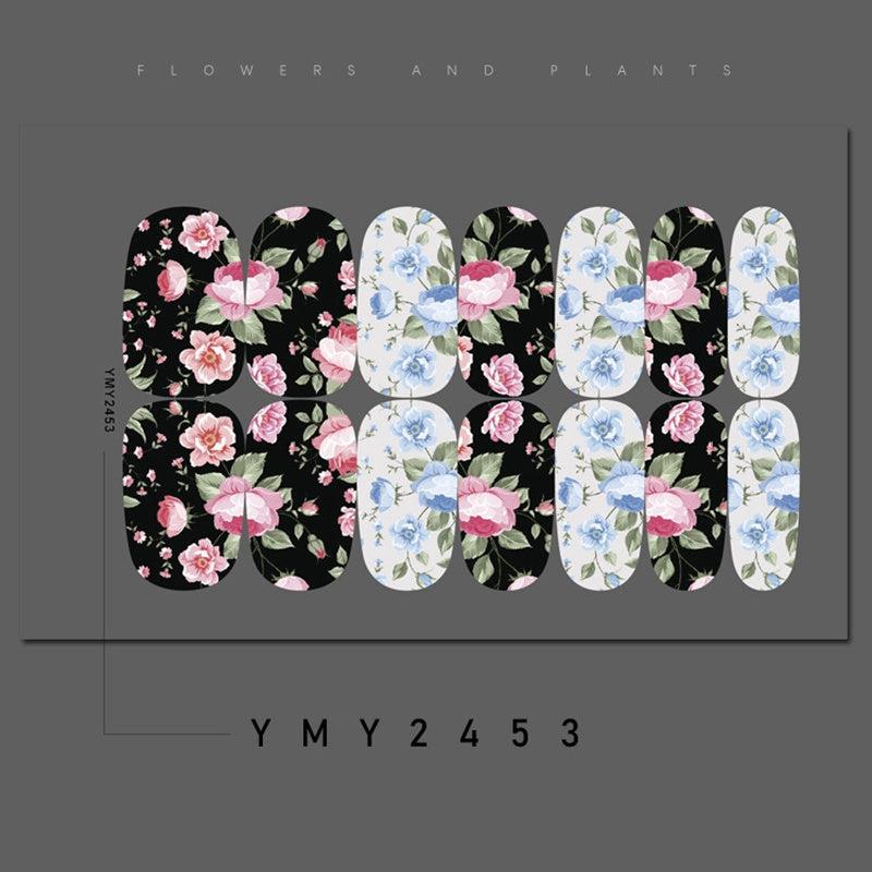 Flower Blossom Nail Polish Strips Self Adhesive Gel Nail Decals For Women