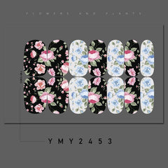 Flower Blossom Nail Polish Strips Self Adhesive Gel Nail Decals For Women