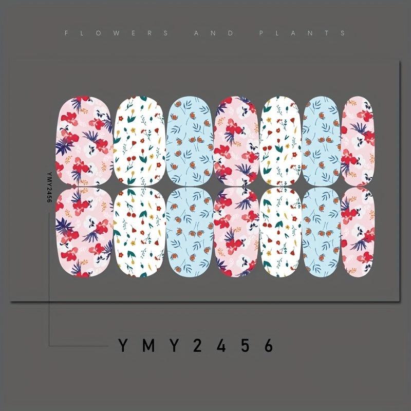 Flower Blossom Nail Polish Strips Self Adhesive Gel Nail Decals For Women