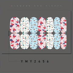 Flower Blossom Nail Polish Strips Self Adhesive Gel Nail Decals For Women