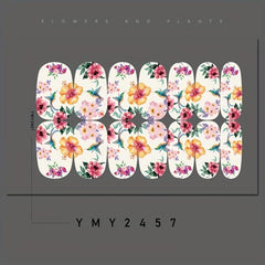 Flower Blossom Nail Polish Strips Self Adhesive Gel Nail Decals For Women