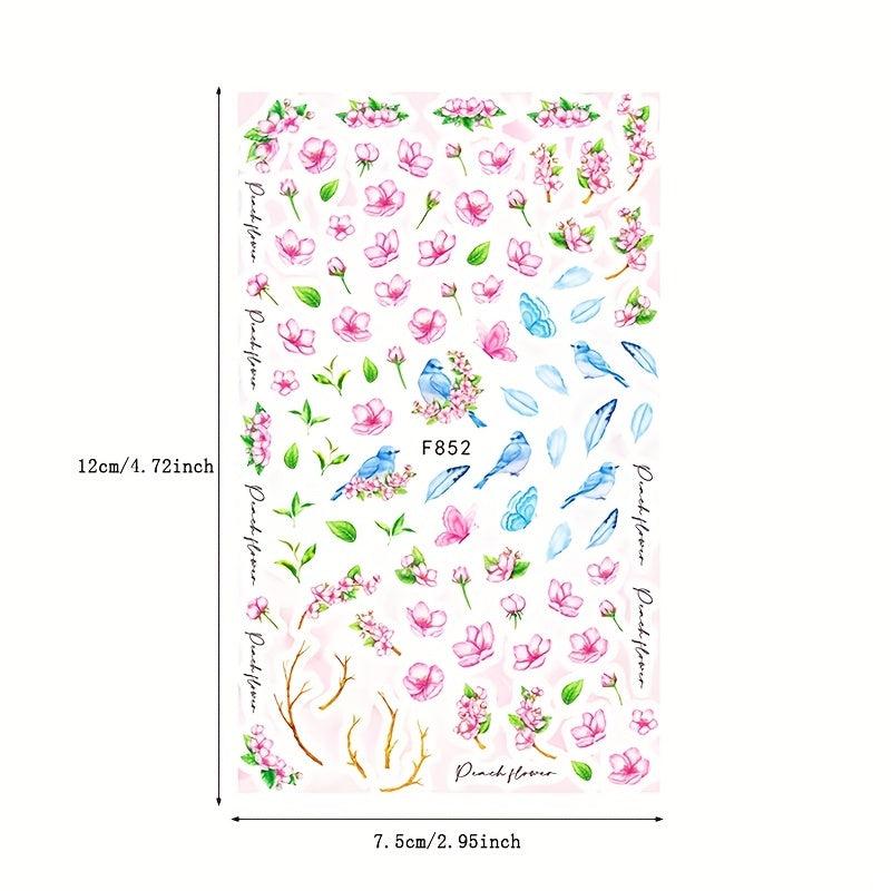 Spring Flower Nail Stickers 3D Self Adhesive Decals