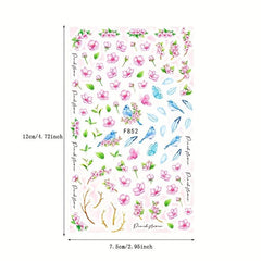 Spring Flower Nail Stickers 3D Self Adhesive Decals