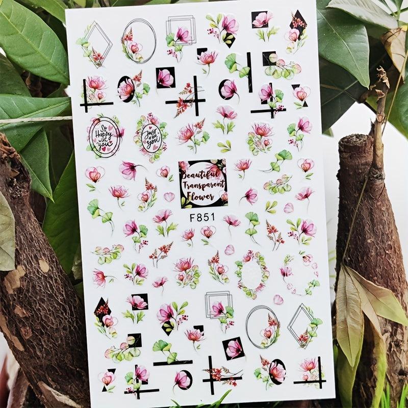 Spring Flower Nail Stickers 3D Self Adhesive Decals