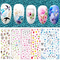 Spring Flower Nail Stickers 3D Self Adhesive Decals