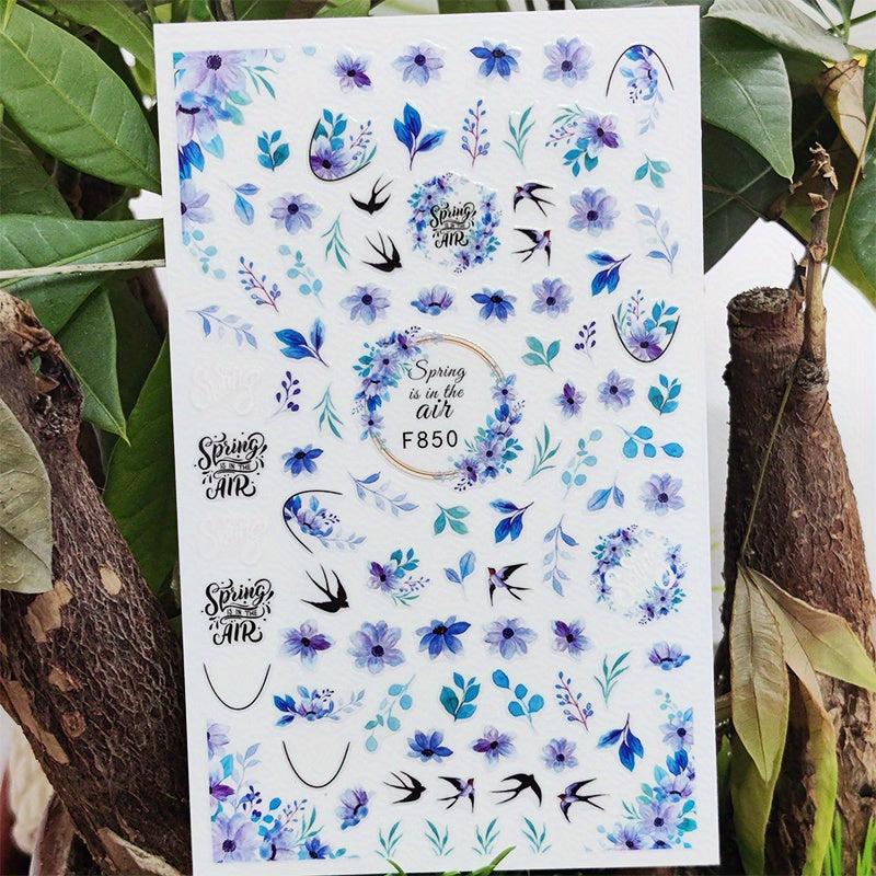 Spring Flower Nail Stickers 3D Self Adhesive Decals