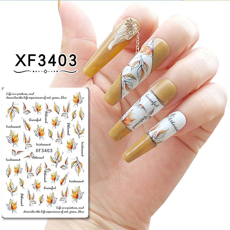 3D Maple Leaf Nail Art Stickers Decals Self Adhesive Manicure DIY Supplies