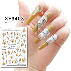 3D Maple Leaf Nail Art Stickers Decals Self Adhesive Manicure DIY Supplies