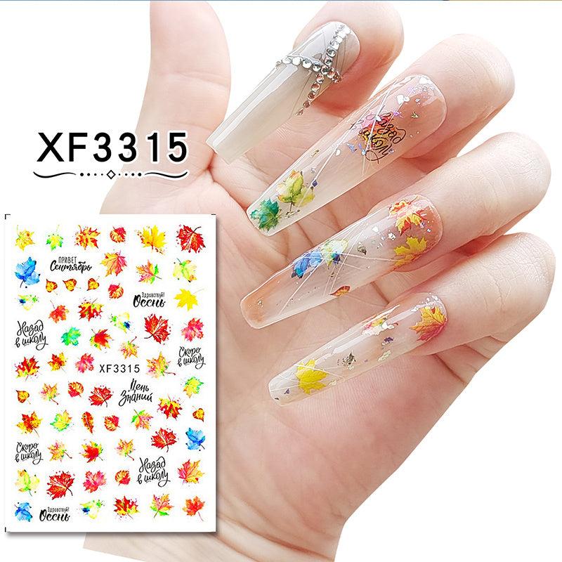 3D Maple Leaf Nail Art Stickers Decals Self Adhesive Manicure DIY Supplies