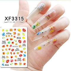 3D Maple Leaf Nail Art Stickers Decals Self Adhesive Manicure DIY Supplies