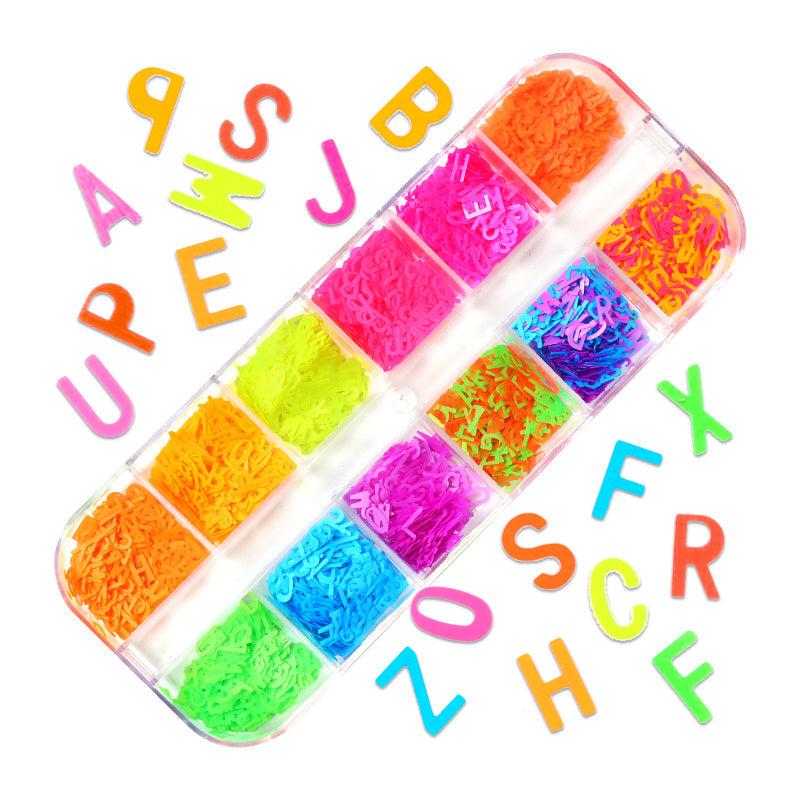 Holographic Glitter Letter Nail Art Flakes 3D Alphabet Paillette Decoration