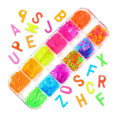Holographic Glitter Letter Nail Art Flakes 3D Alphabet Paillette Decoration