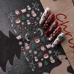 5D Glitter Christmas Nail Art Stickers Santa Claus Snowflake Tree Nail Decals