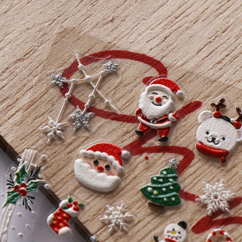 5D Glitter Christmas Nail Art Stickers Santa Claus Snowflake Tree Nail Decals
