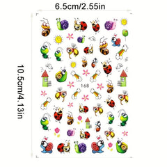 Cartoon Nail Stickers Ant Bee Eye Designs Manicure Decals