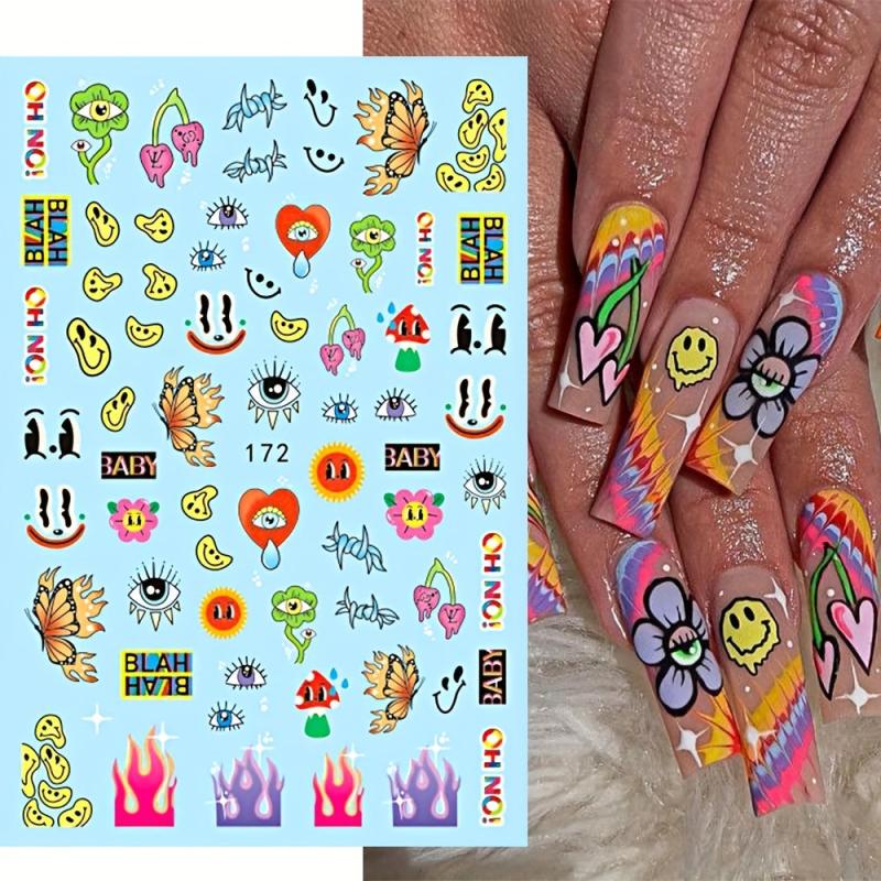 Cartoon Nail Stickers Ant Bee Eye Designs Manicure Decals