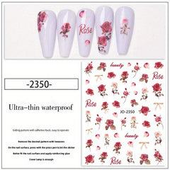 Colorful Rose Nail Art Stickers Water Transfer Nail Decals