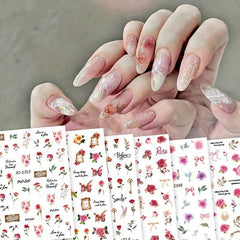 Colorful Rose Nail Art Stickers Water Transfer Nail Decals
