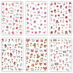 Colorful Rose Nail Art Stickers Water Transfer Nail Decals