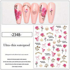 Colorful Rose Nail Art Stickers Water Transfer Nail Decals