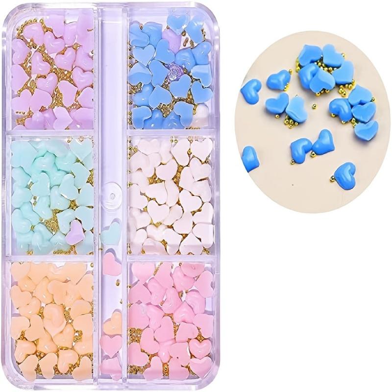 100pcs 3D Heart Nail Charms Rhinestone Decals for Nail Art & Resin Jewelry