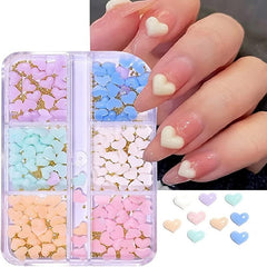 100pcs 3D Heart Nail Charms Rhinestone Decals for Nail Art & Resin Jewelry