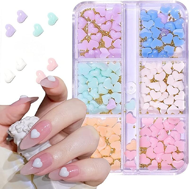 100pcs 3D Heart Nail Charms Rhinestone Decals for Nail Art & Resin Jewelry