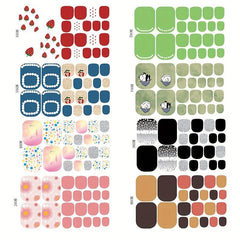 Colorful Toenail Polish Stickers 8 Sheets Pack