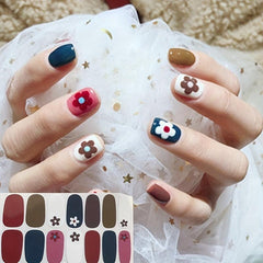 Flower Nail Polish Stickers Self Adhesive Decal Strips with Nail File