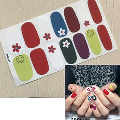 Flower Nail Polish Stickers Self Adhesive Decal Strips with Nail File