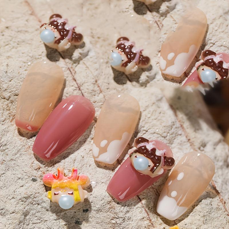 Happy Girl Nail Charms Resin 3D Decorations for DIY Nail Art