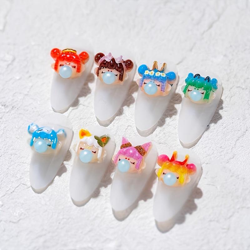Happy Girl Nail Charms Resin 3D Decorations for DIY Nail Art