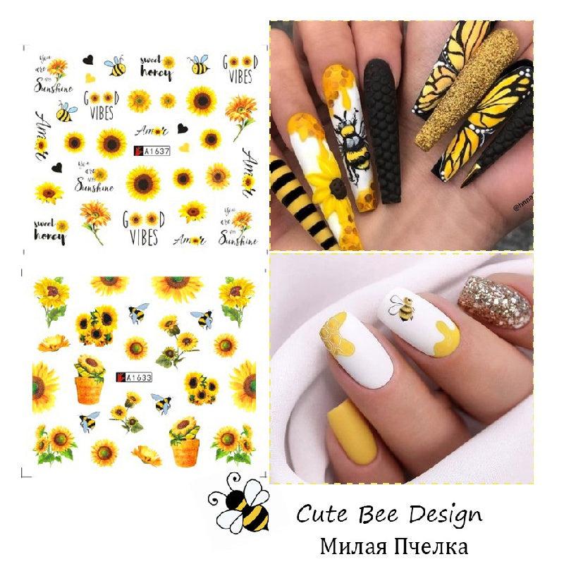 6pcs Sunflower Nail Water Transfer Stickers & Tools Set