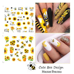 6pcs Sunflower Nail Water Transfer Stickers & Tools Set