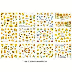 6pcs Sunflower Nail Water Transfer Stickers & Tools Set