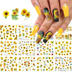 6pcs Sunflower Nail Water Transfer Stickers & Tools Set