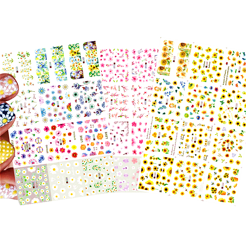 6pcs Sunflower Nail Water Transfer Stickers & Tools Set