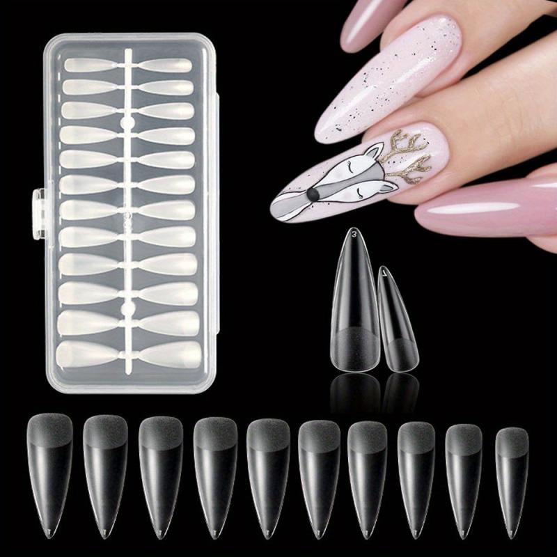 Ballet Frosted False Nail Tips Full Cover Clear Nails Box